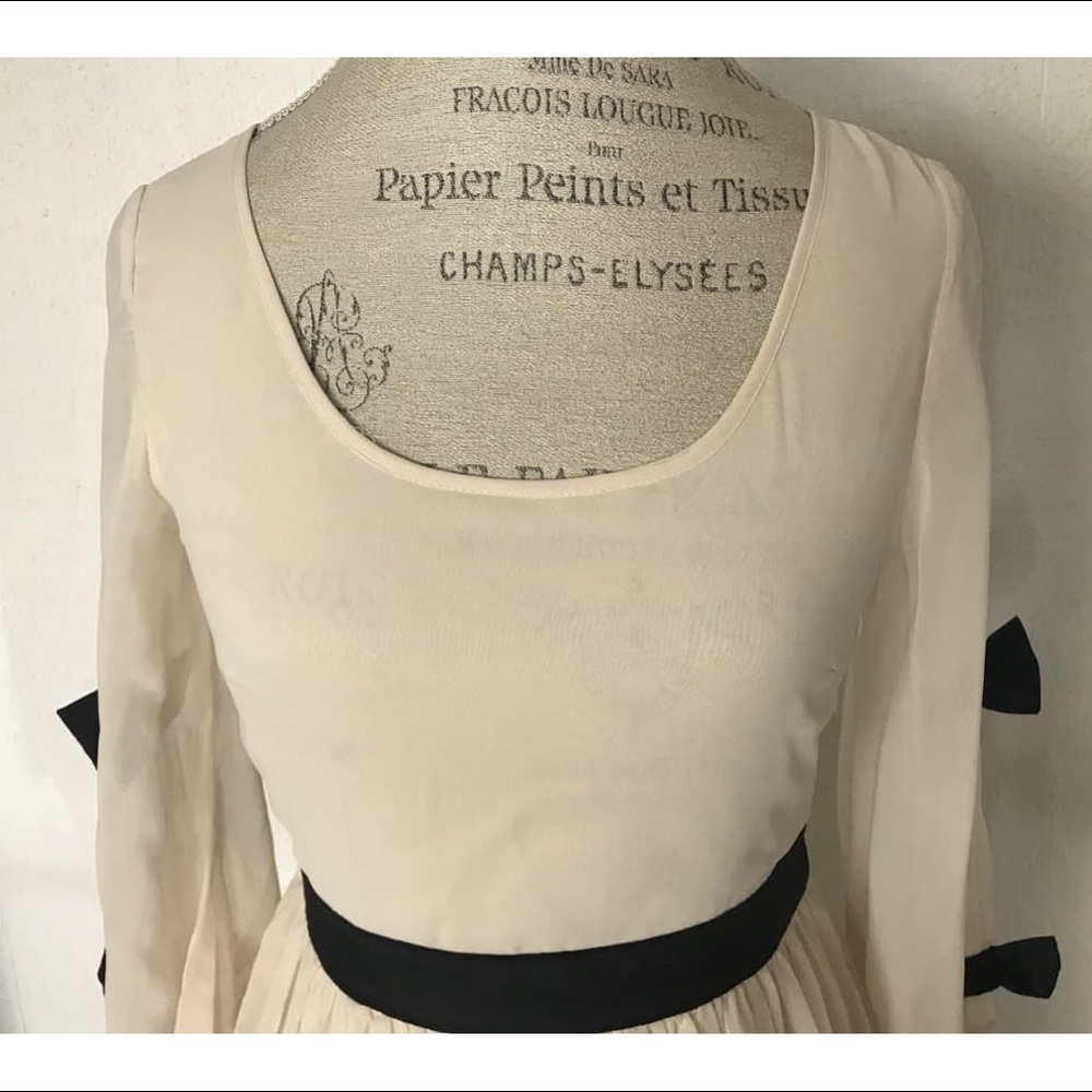Anthropologie A'reeve Tea Dress Cream Black Size S - Picture 6 of 10